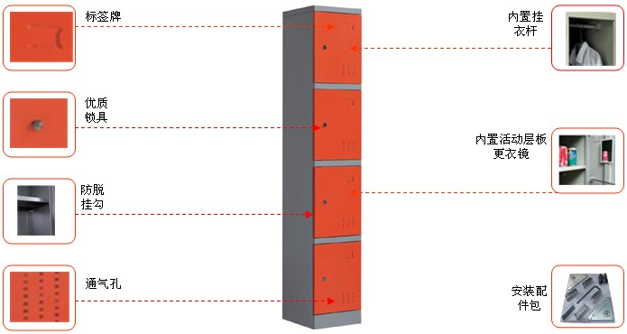钢制四门更衣柜